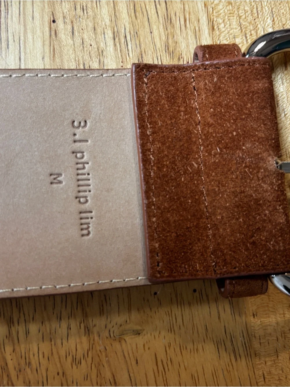 3.1 Phillip Lim Wide Suede Leather Belt Cognac Brown Size Medium